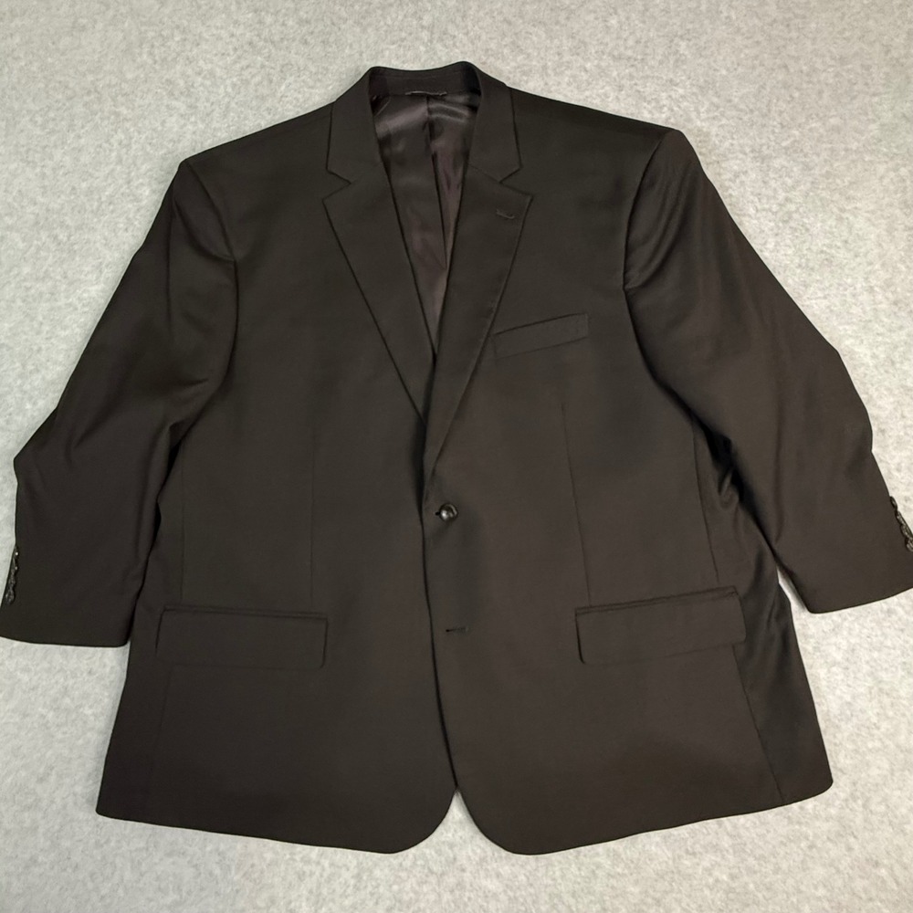 Oak Hill Perfect Fit Mens 54 REG Brown 2 Button Suit Jacket Blazer Stretch Solid - Picture 2 of 16